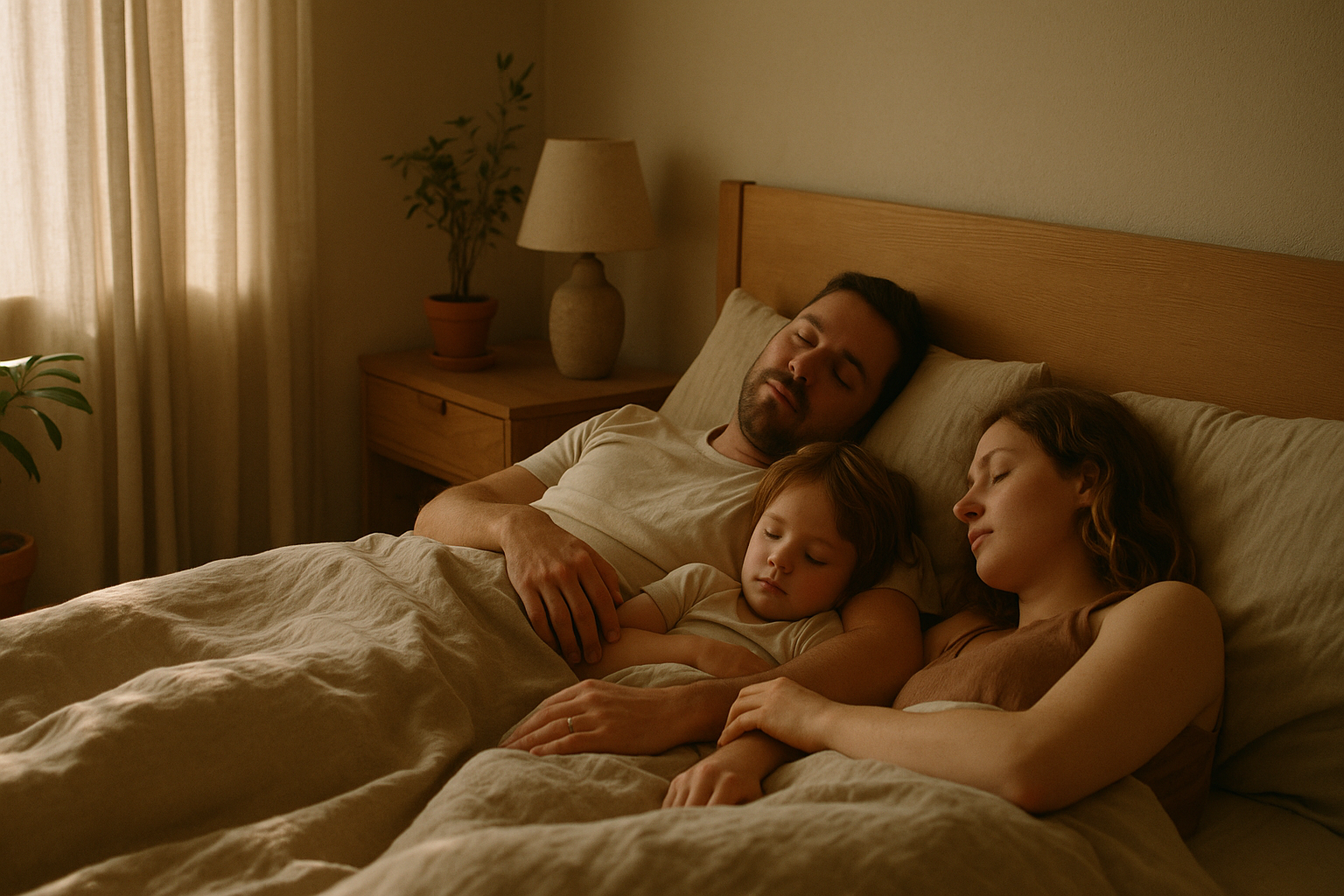 Family sleeping peacefully — most CO deaths happen at night during sleep