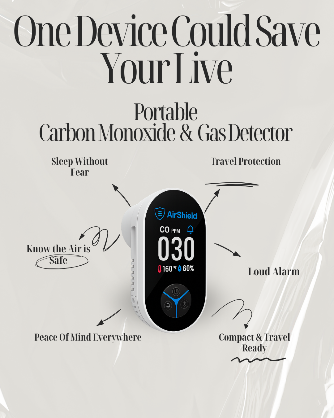 AirShield™ Portable Carbon Monoxide Detector