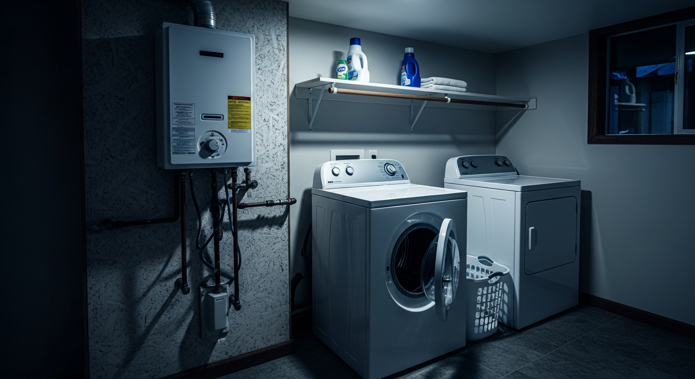Gas water heater improperly installed in laundry room