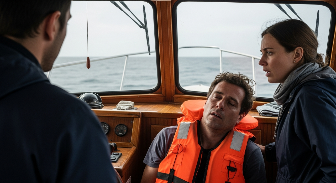Boat passenger showing CO poisoning symptoms — easily mistaken for seasickness