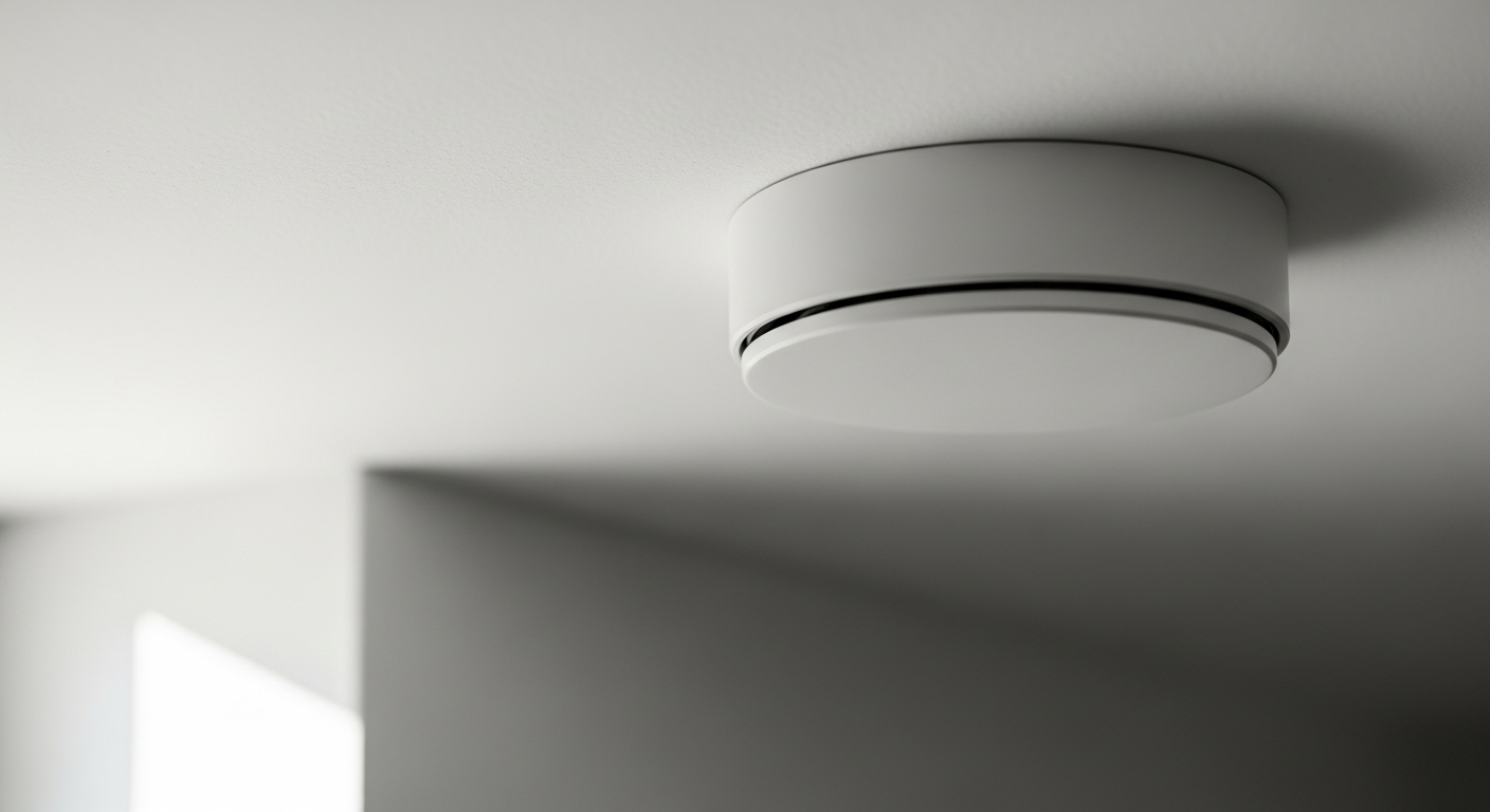 Close-up of a smoke detector on ceiling
